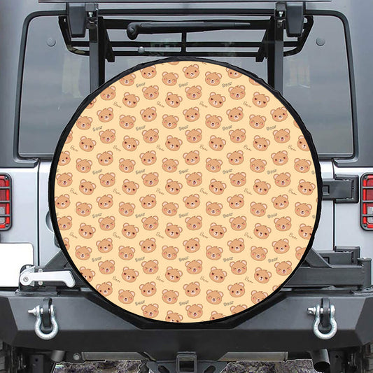 Cute Cartoon Baby Bear Pattern Print Leather Spare Tire Cover