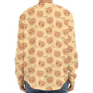 Cute Cartoon Baby Bear Pattern Print Long Sleeve Baseball Jersey