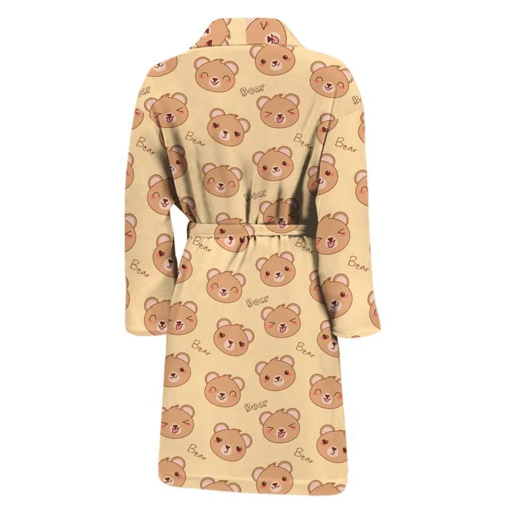 Cute Cartoon Baby Bear Pattern Print Men's Bathrobe