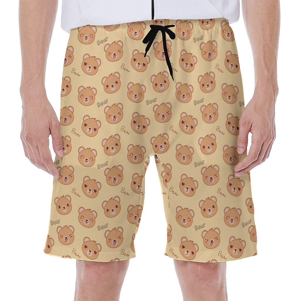 Cute Cartoon Baby Bear Pattern Print Men's Beach Shorts