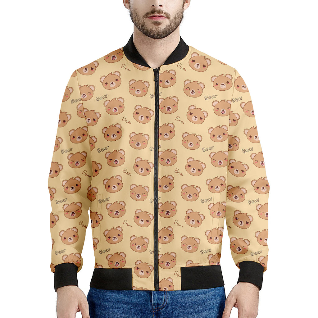 Cute Cartoon Baby Bear Pattern Print Men's Bomber Jacket