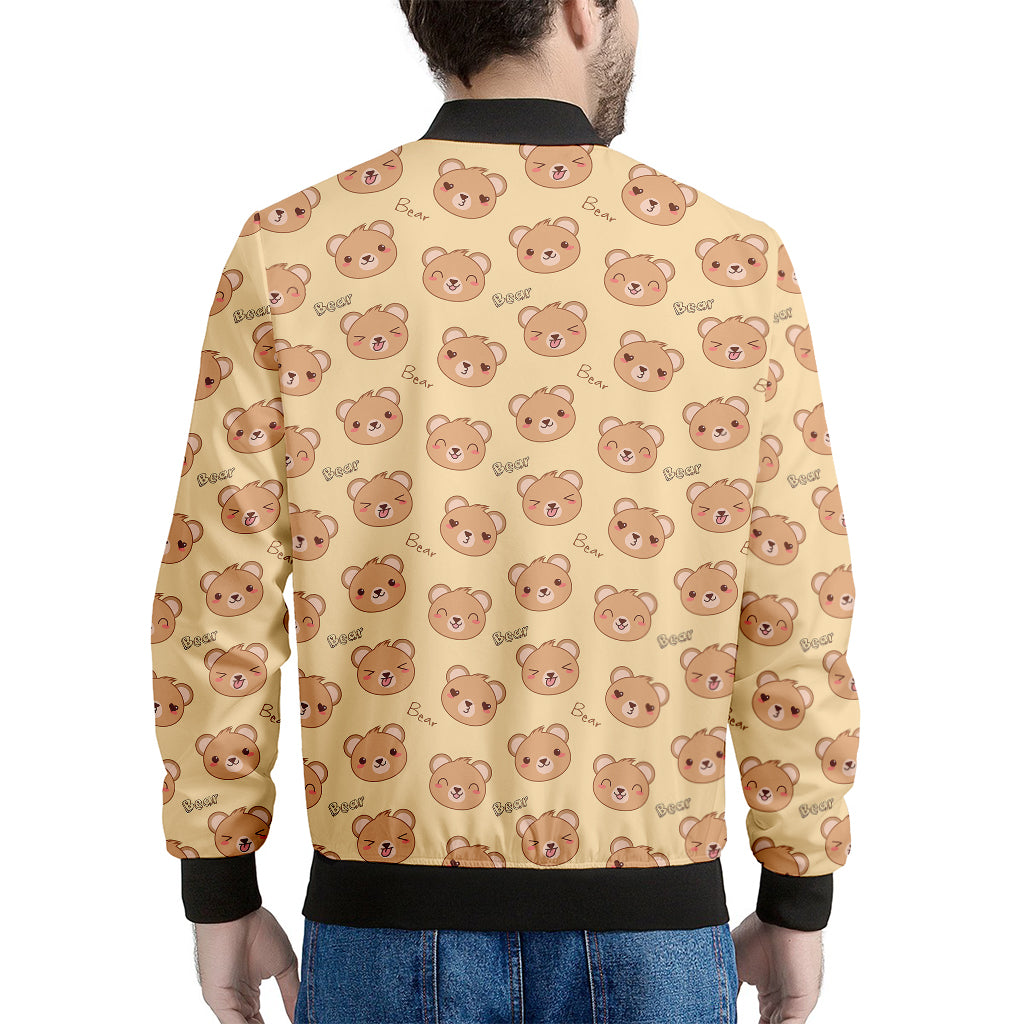 Cute Cartoon Baby Bear Pattern Print Men's Bomber Jacket