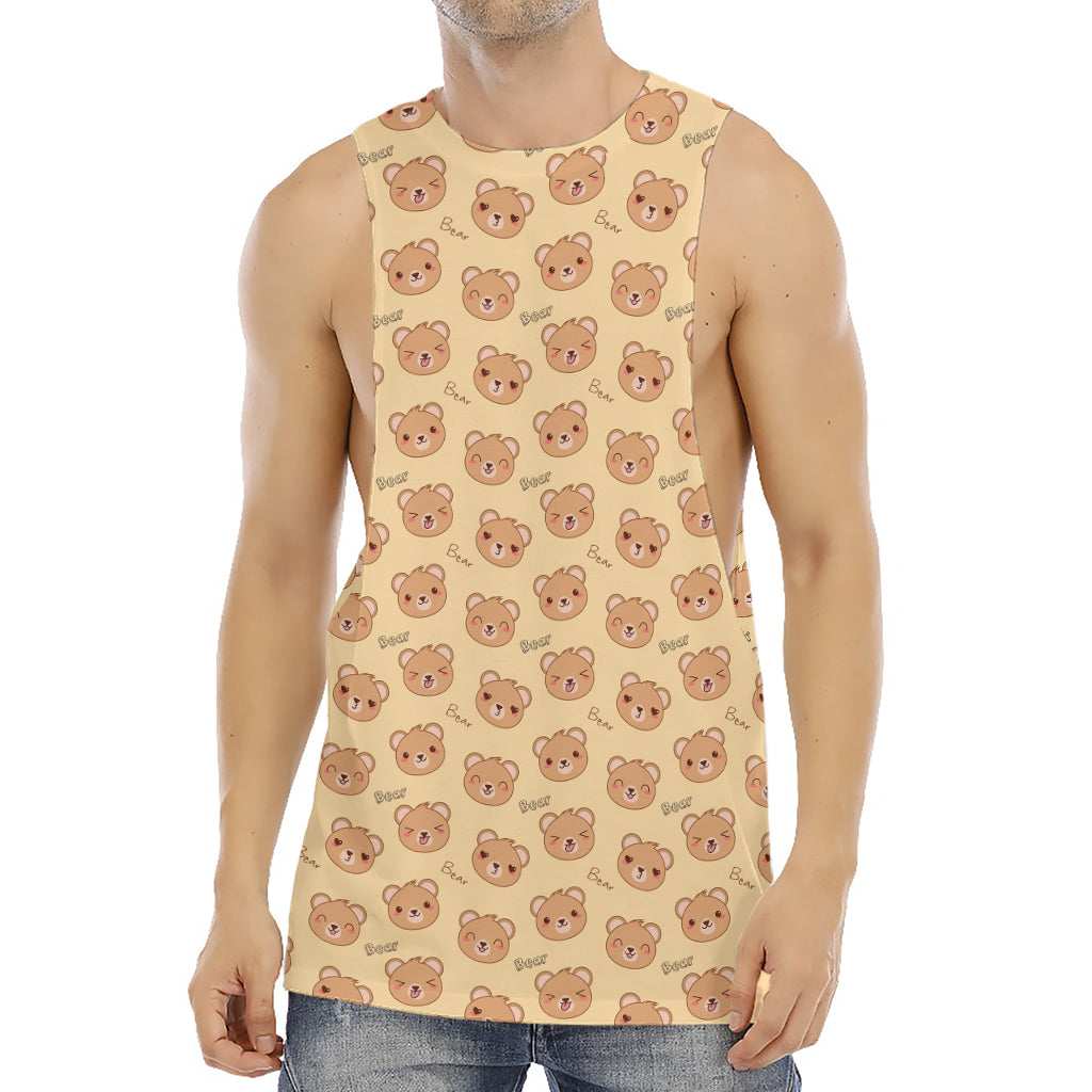 Cute Cartoon Baby Bear Pattern Print Men's Muscle Tank Top