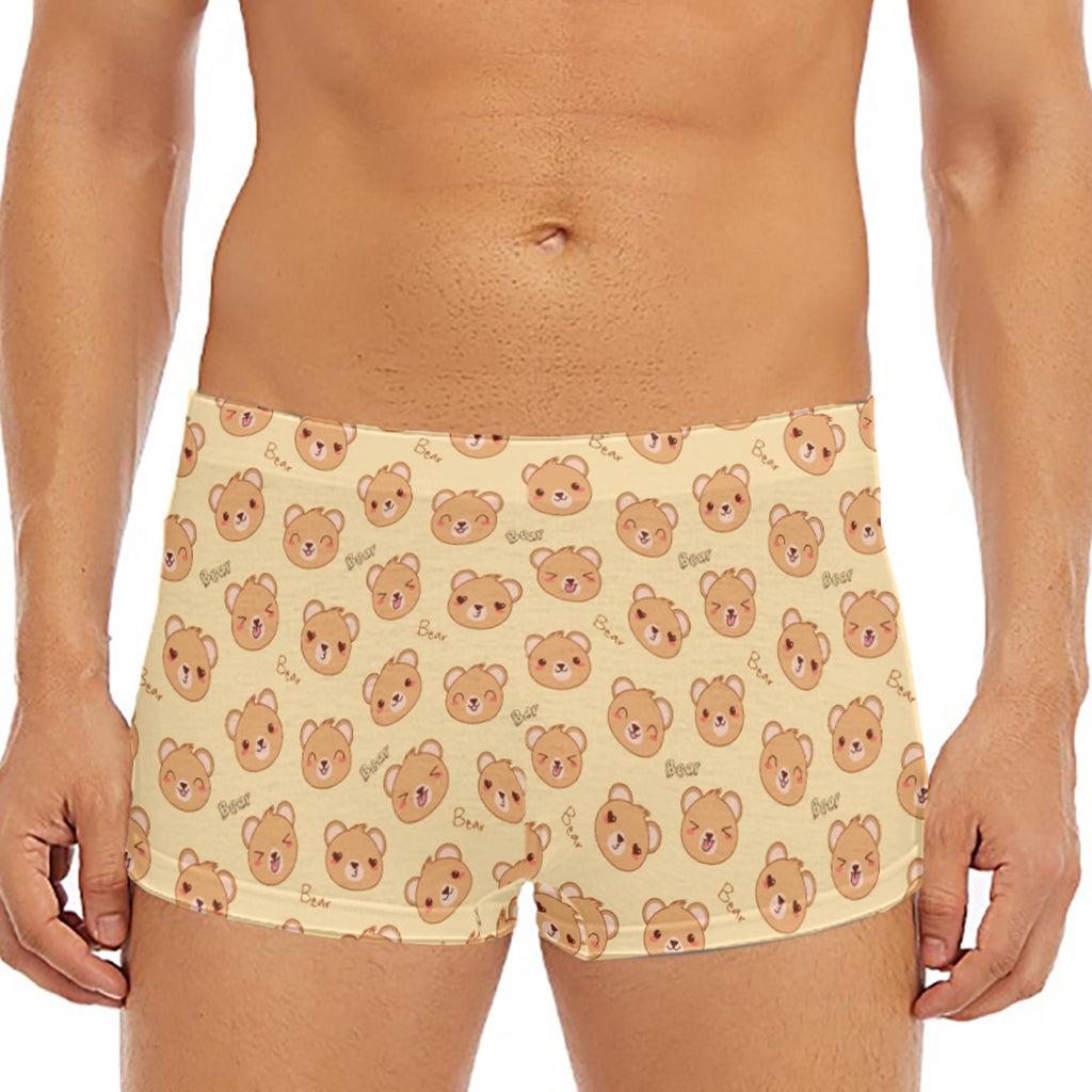 Cute Cartoon Baby Bear Pattern Print Men's Short Boxer Briefs