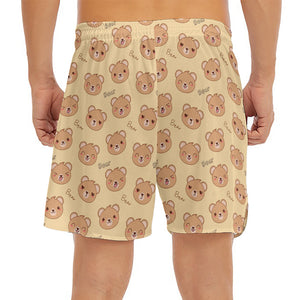 Cute Cartoon Baby Bear Pattern Print Men's Split Running Shorts