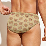 Cute Cartoon Baby Bear Pattern Print Men's Swim Briefs