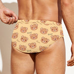 Cute Cartoon Baby Bear Pattern Print Men's Swim Briefs