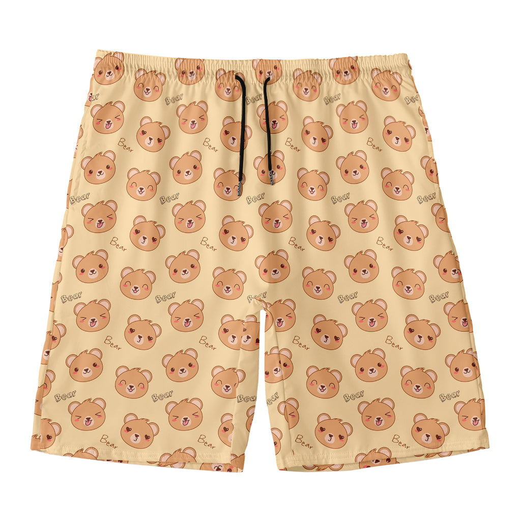 Cute Cartoon Baby Bear Pattern Print Men's Swim Trunks