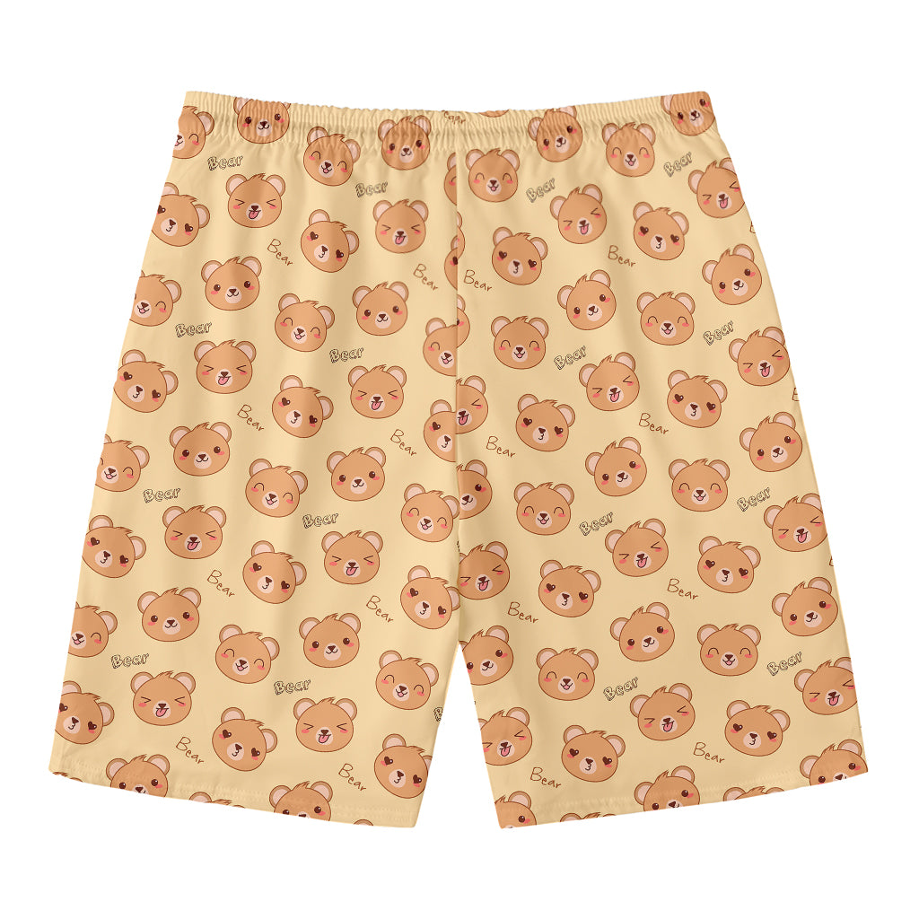 Cute Cartoon Baby Bear Pattern Print Men's Swim Trunks