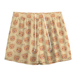 Cute Cartoon Baby Bear Pattern Print Mesh Shorts