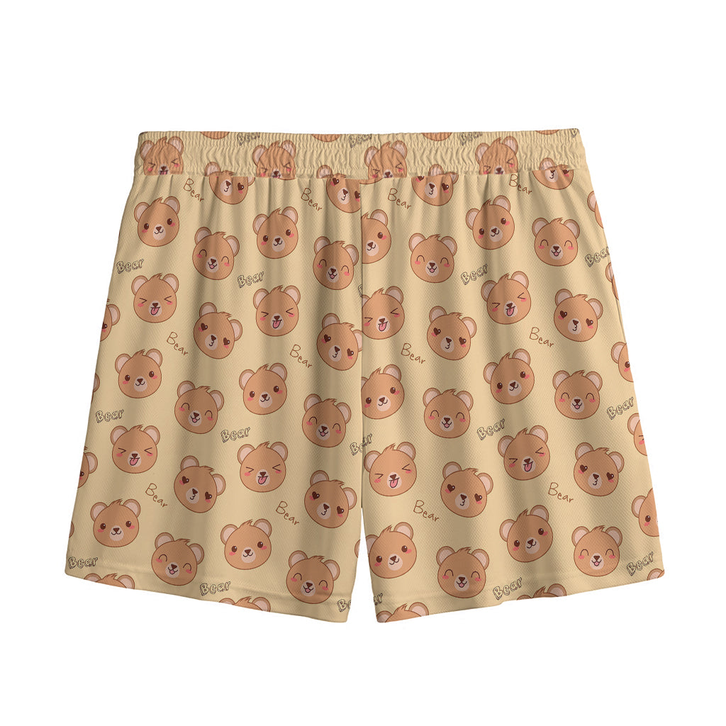 Cute Cartoon Baby Bear Pattern Print Mesh Shorts