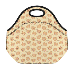 Cute Cartoon Baby Bear Pattern Print Neoprene Lunch Bag