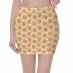 Cute Cartoon Baby Bear Pattern Print Pencil Mini Skirt