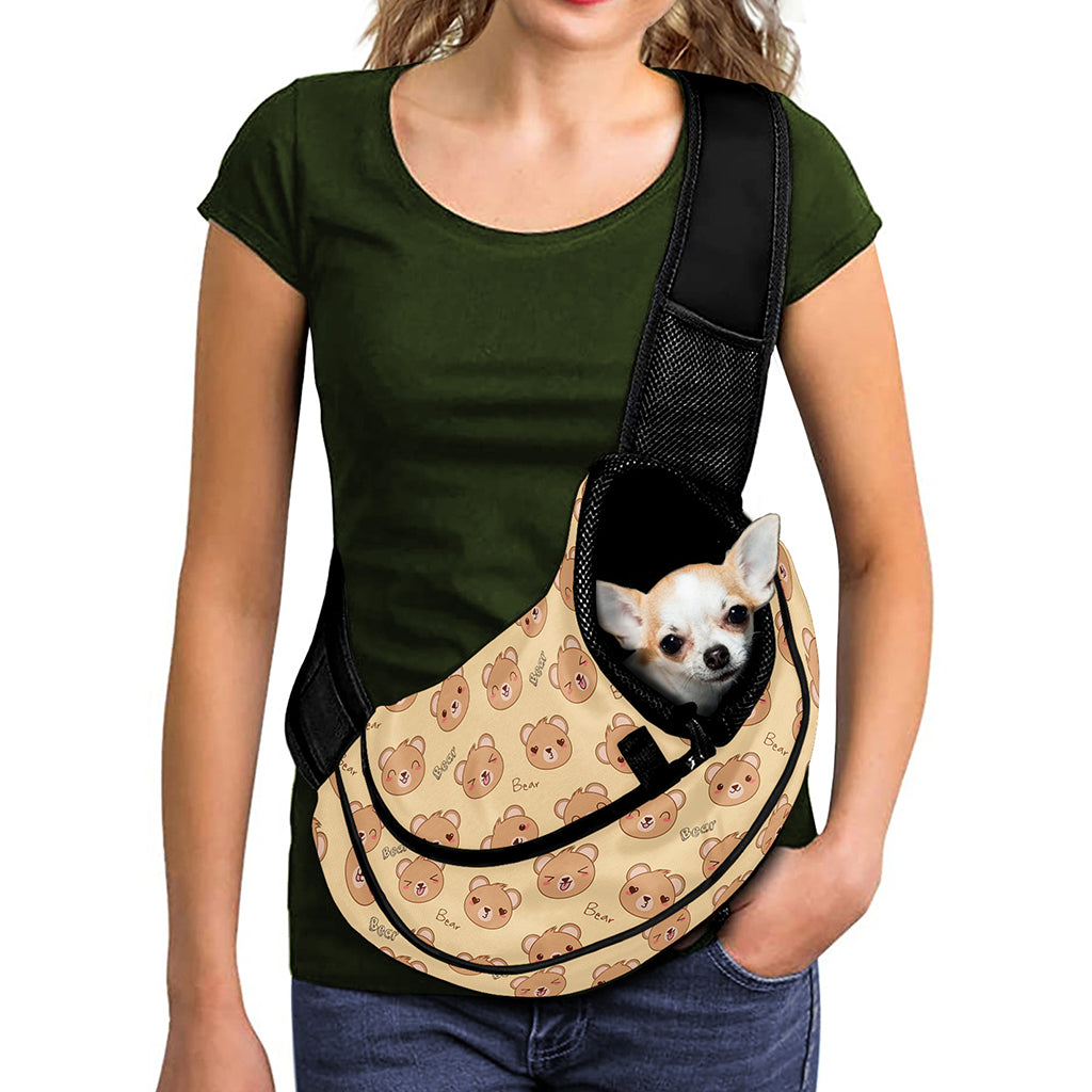 Cute Cartoon Baby Bear Pattern Print Pet Sling Carrier
