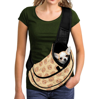 Cute Cartoon Baby Bear Pattern Print Pet Sling Carrier