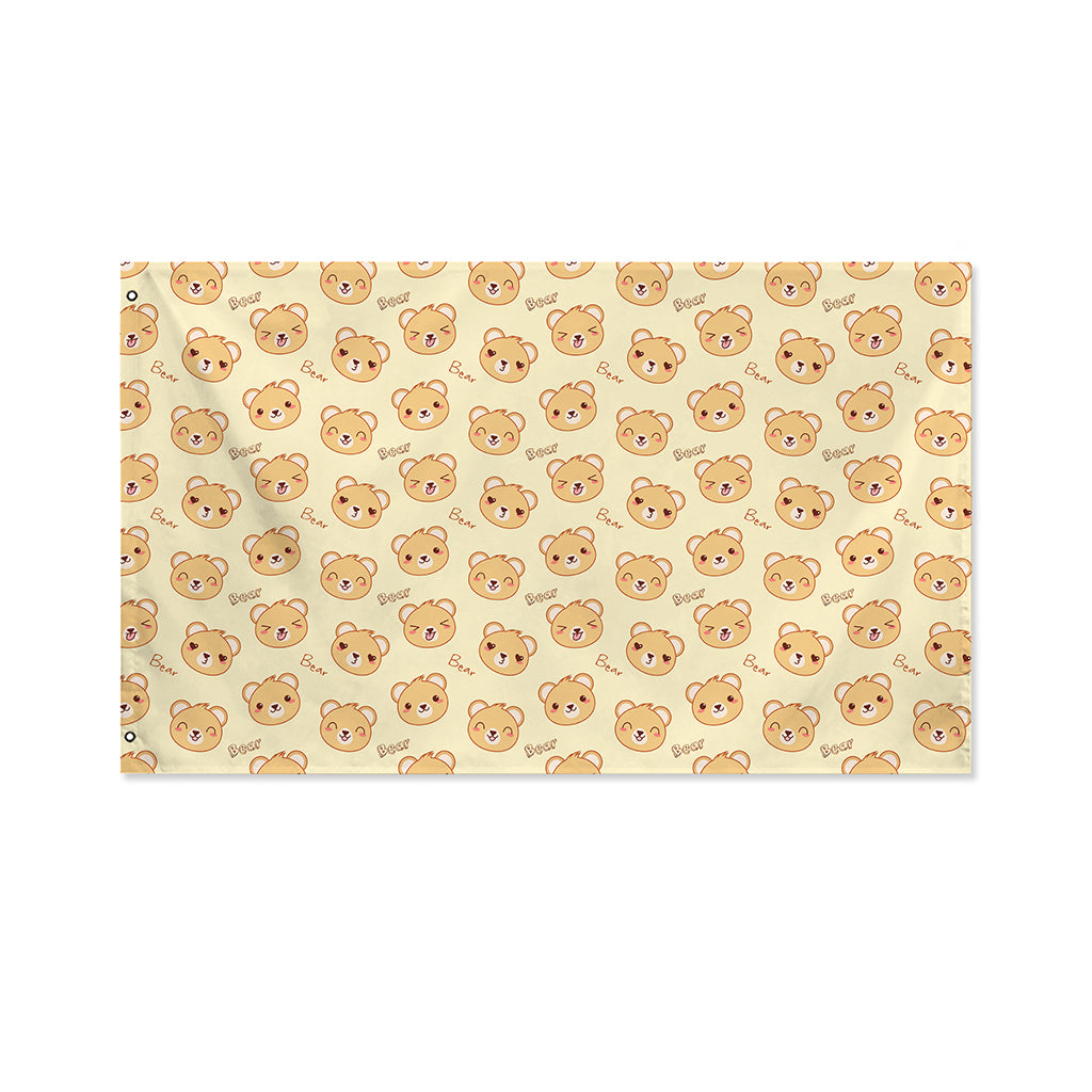 Cute Cartoon Baby Bear Pattern Print Polyester Flag