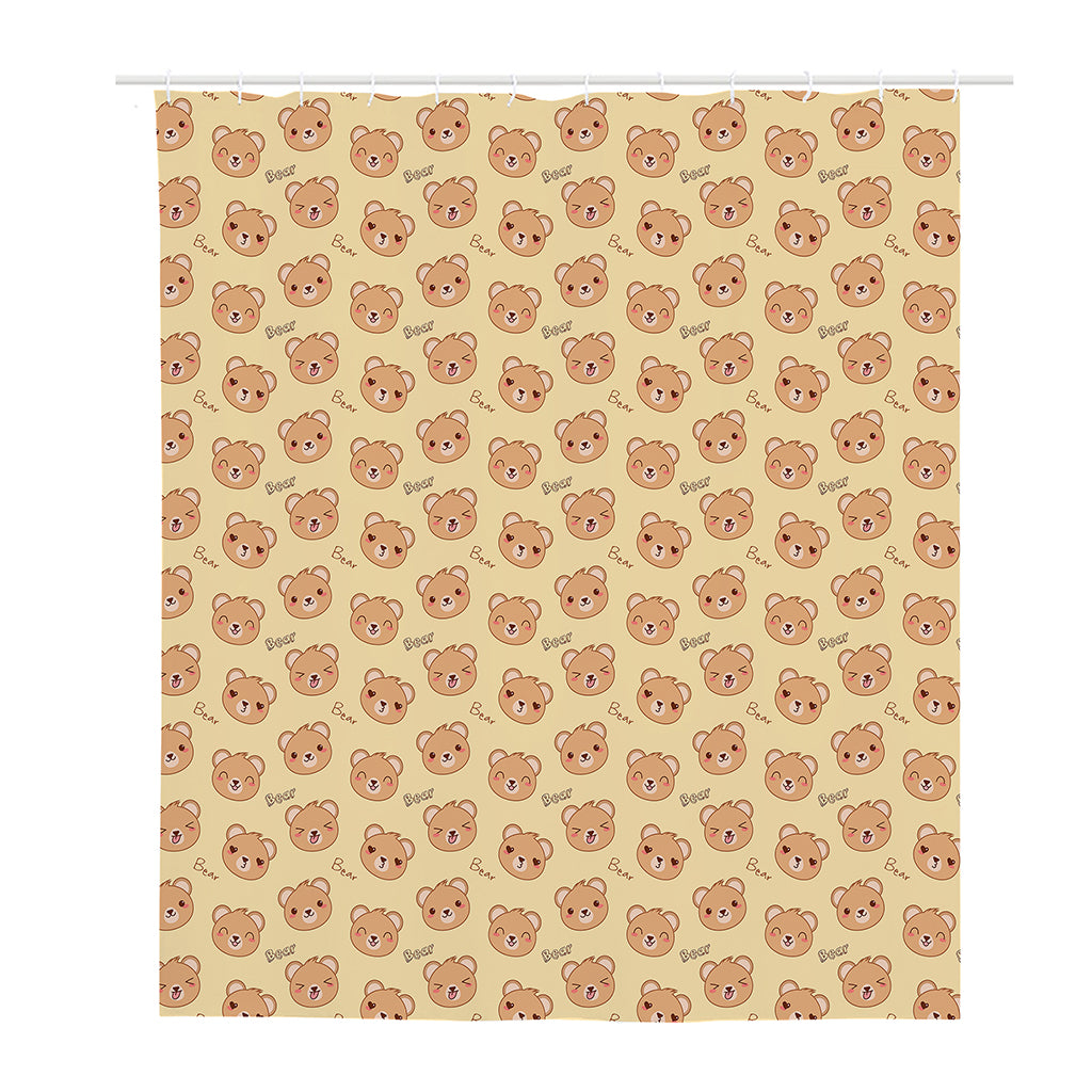 Cute Cartoon Baby Bear Pattern Print Polyester Shower Curtain