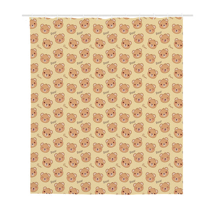 Cute Cartoon Baby Bear Pattern Print Polyester Shower Curtain