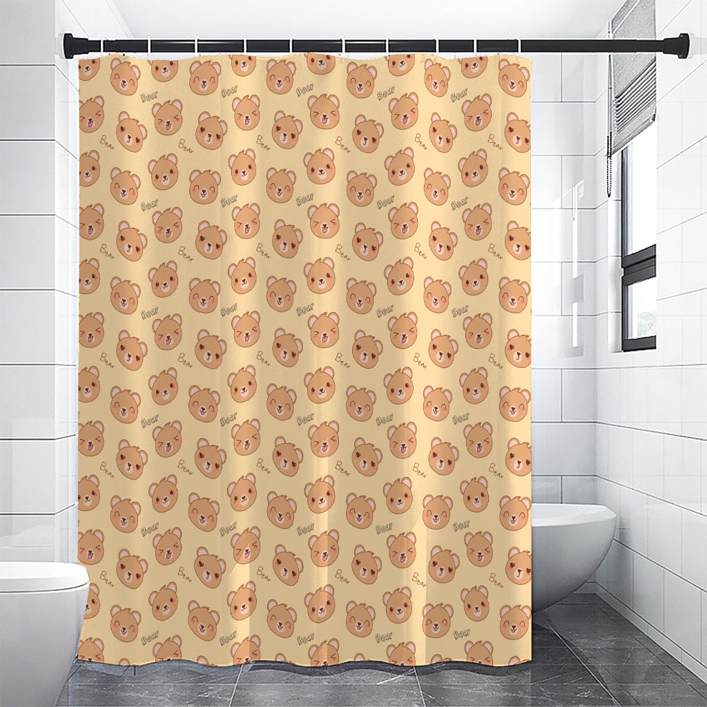 Cute Cartoon Baby Bear Pattern Print Premium Shower Curtain