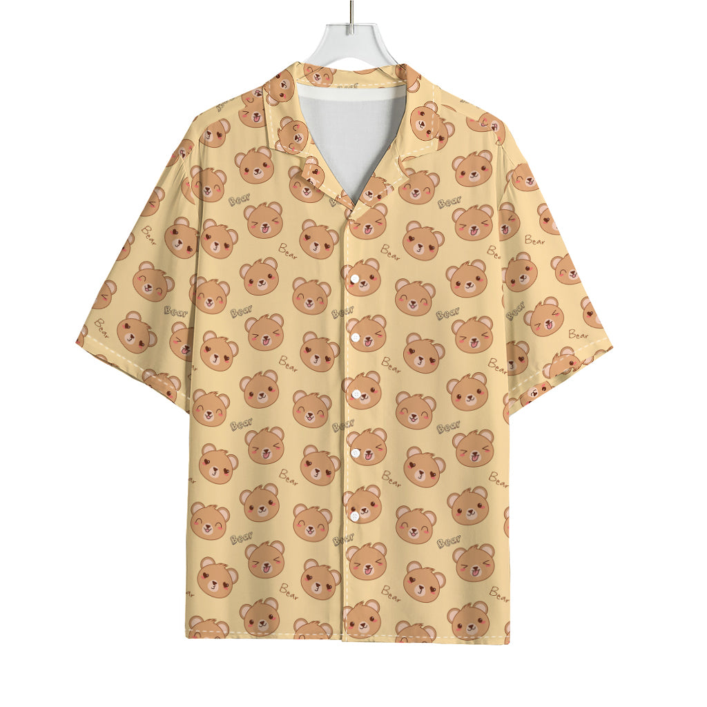 Cute Cartoon Baby Bear Pattern Print Rayon Hawaiian Shirt