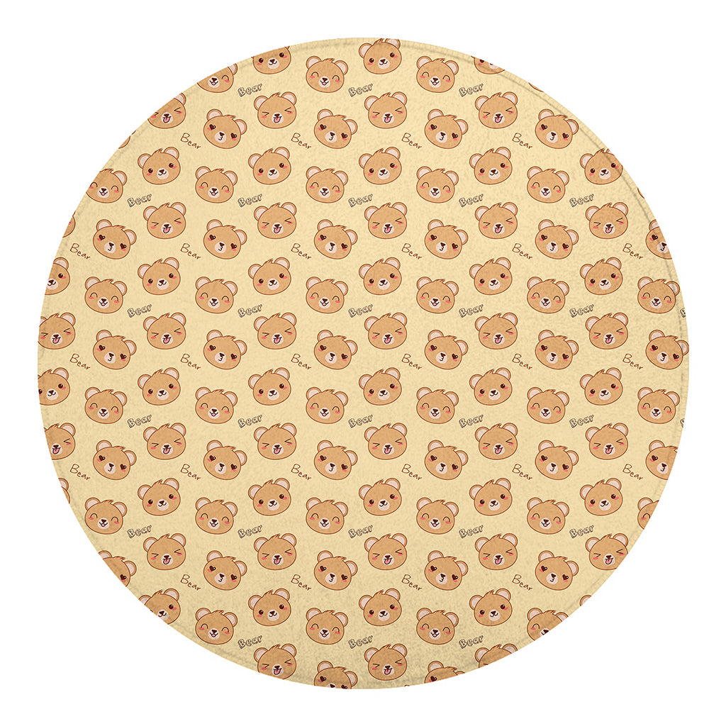 Cute Cartoon Baby Bear Pattern Print Round Blanket
