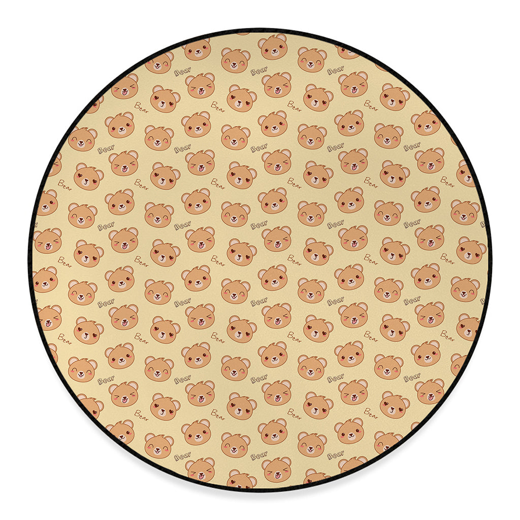 Cute Cartoon Baby Bear Pattern Print Round Floor Mat