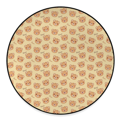 Cute Cartoon Baby Bear Pattern Print Round Floor Mat