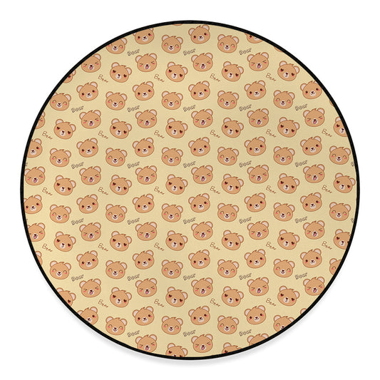 Cute Cartoon Baby Bear Pattern Print Round Floor Mat