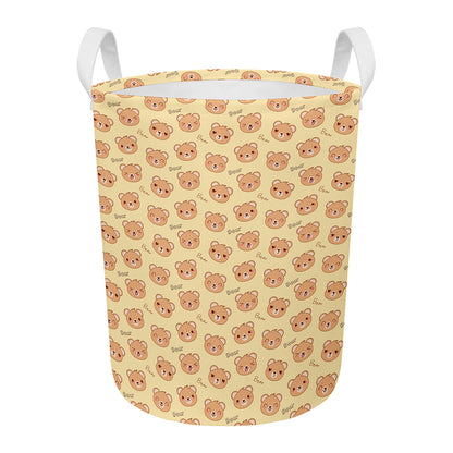 Cute Cartoon Baby Bear Pattern Print Round Laundry Basket