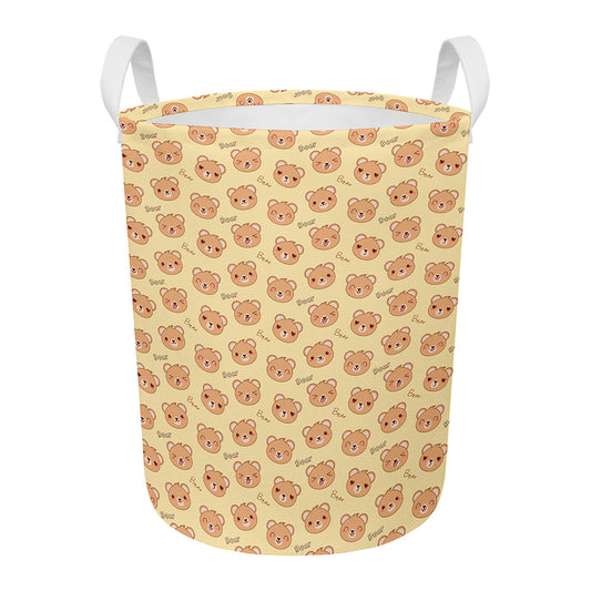 Cute Cartoon Baby Bear Pattern Print Round Laundry Basket