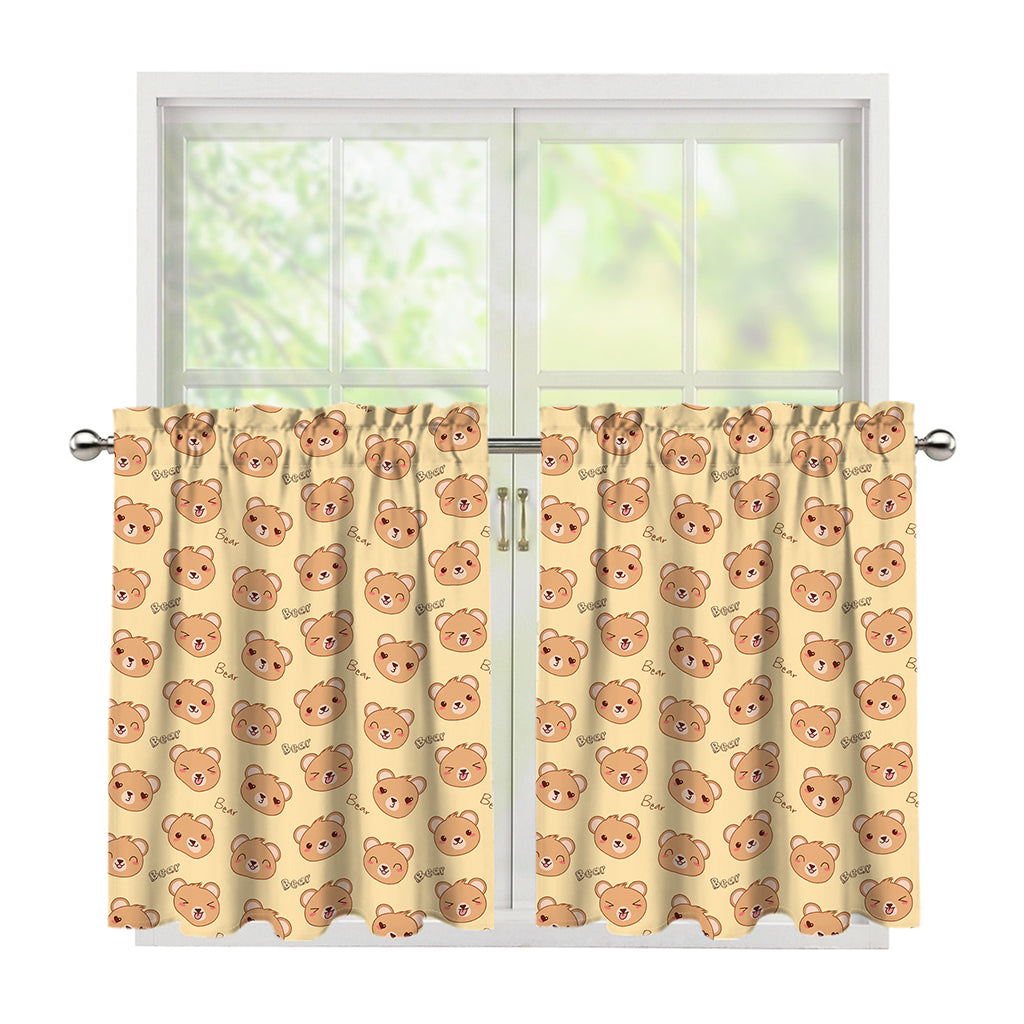 Cute Cartoon Baby Bear Pattern Print Tier Curtains