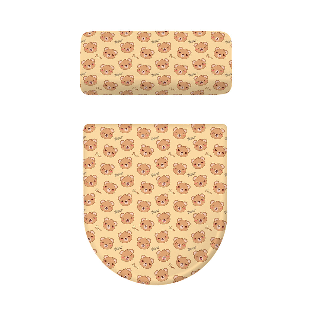 Cute Cartoon Baby Bear Pattern Print Toilet Lid And Tank Cover Set