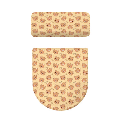 Cute Cartoon Baby Bear Pattern Print Toilet Lid And Tank Cover Set