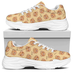 Cute Cartoon Baby Bear Pattern Print White Chunky Shoes