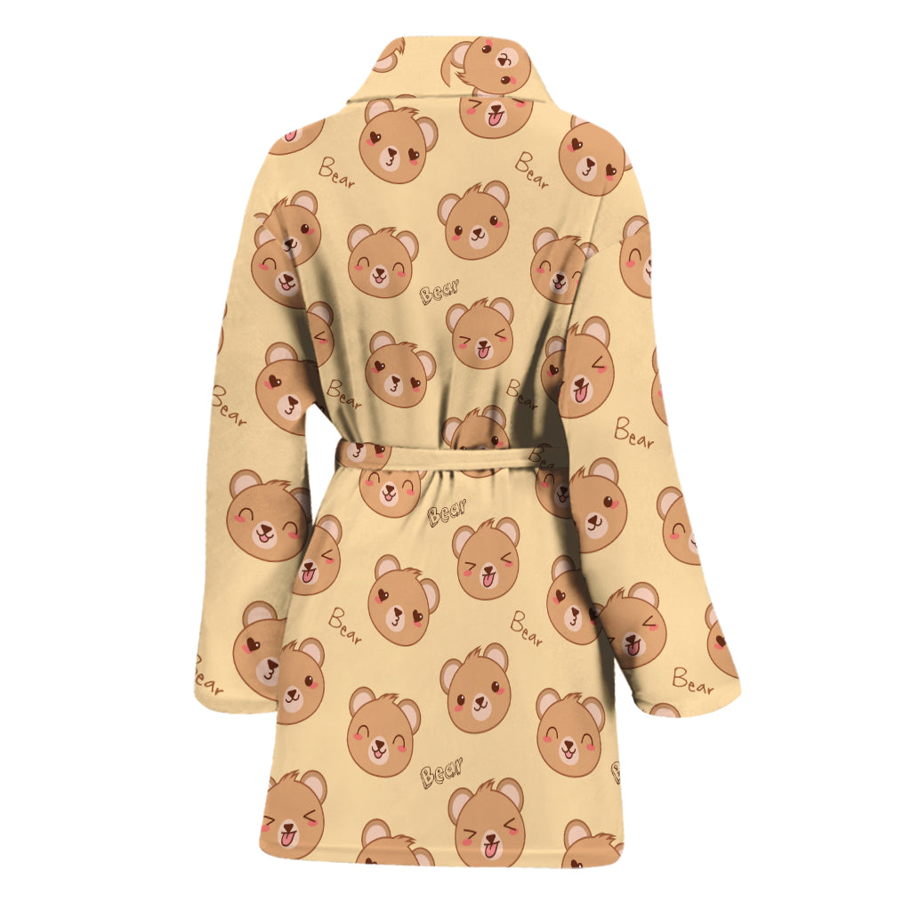 Cute Cartoon Baby Bear Pattern Print Women's Bathrobe