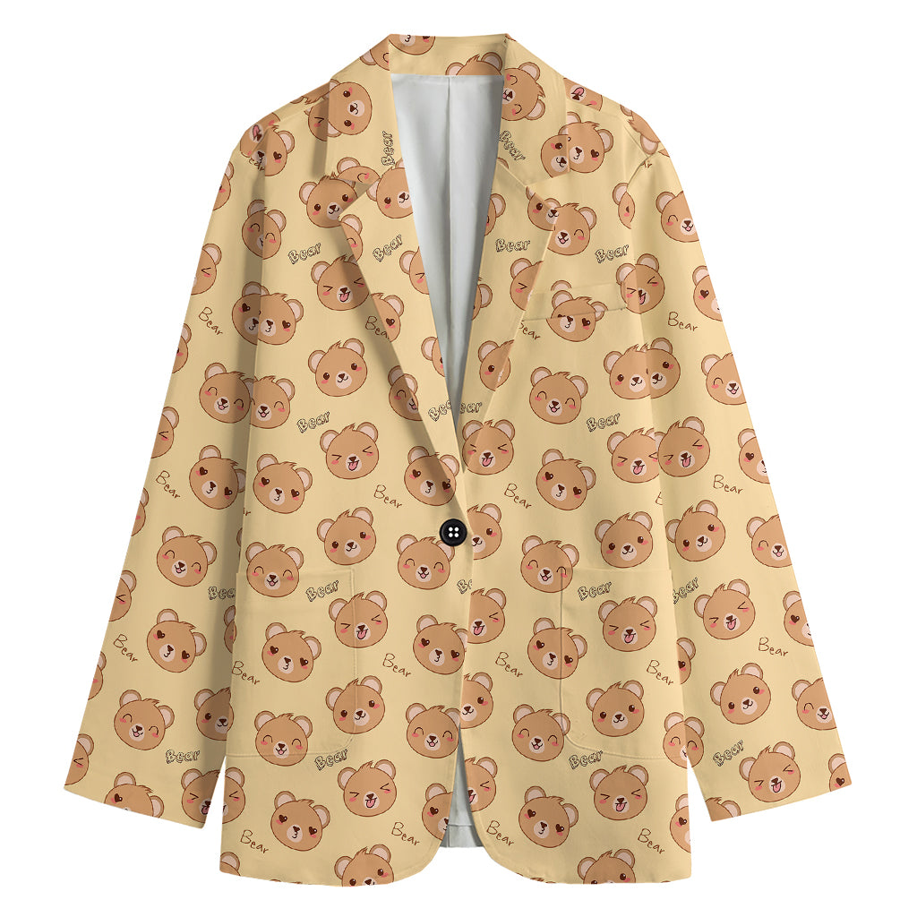 Cute Cartoon Baby Bear Pattern Print Women's Blazer