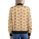 Cute Cartoon Baby Bear Pattern Print Women's Bomber Jacket