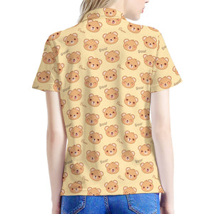 Cute Cartoon Baby Bear Pattern Print Women's Polo Shirt