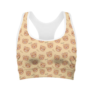 Cute Cartoon Baby Bear Pattern Print Women's Sports Bra