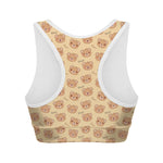 Cute Cartoon Baby Bear Pattern Print Women's Sports Bra