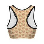 Cute Cartoon Baby Bear Pattern Print Women's Sports Bra