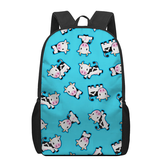Cute Cartoon Baby Cow Pattern Print 17 Inch Backpack