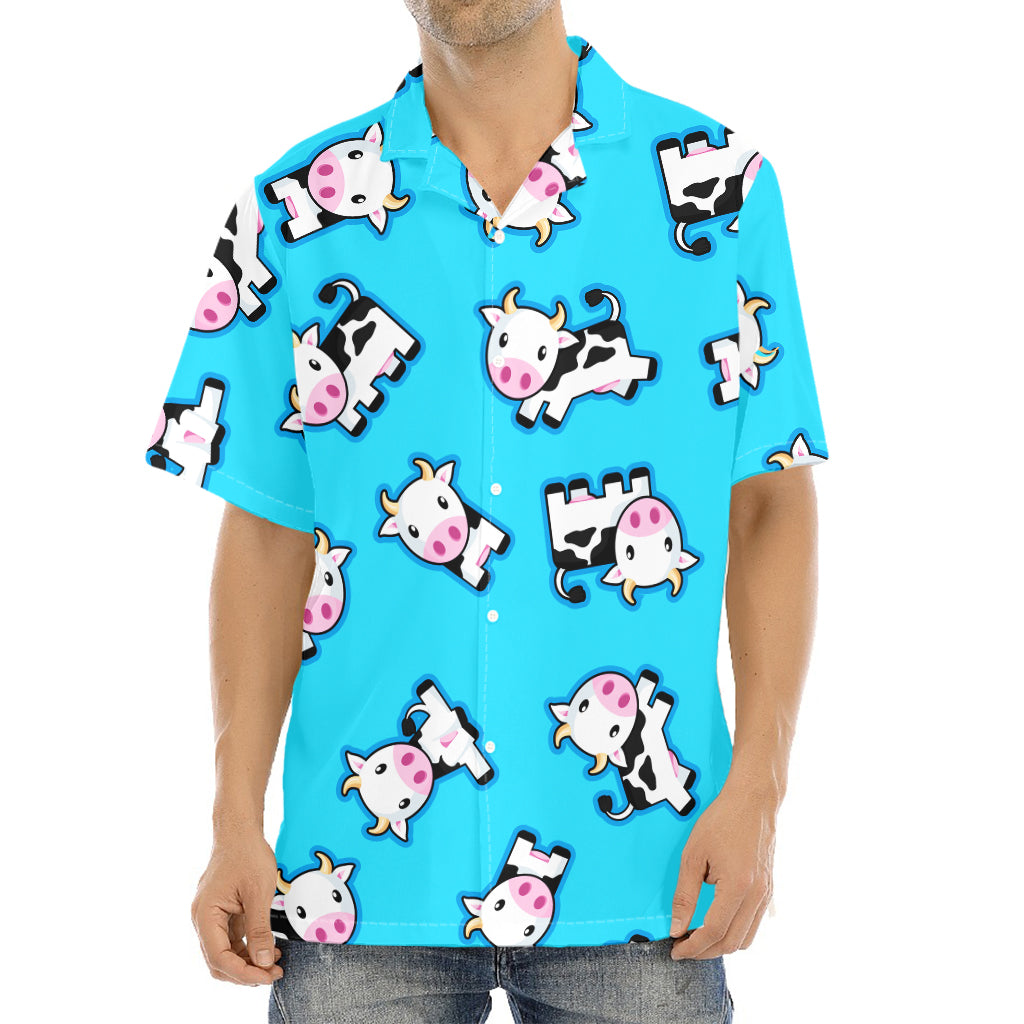 Cute Cartoon Baby Cow Pattern Print Aloha Shirt