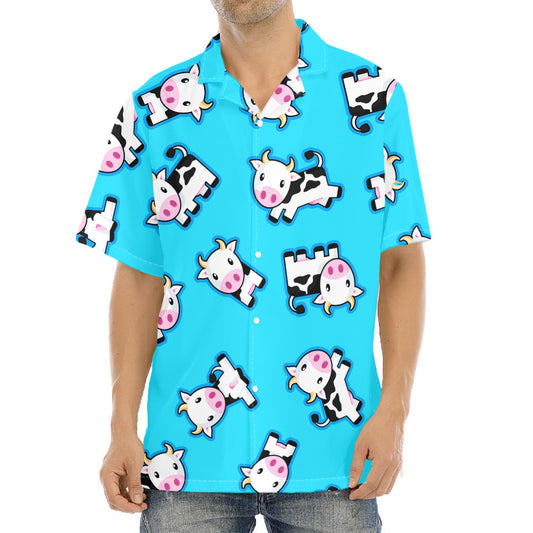 Cute Cartoon Baby Cow Pattern Print Aloha Shirt
