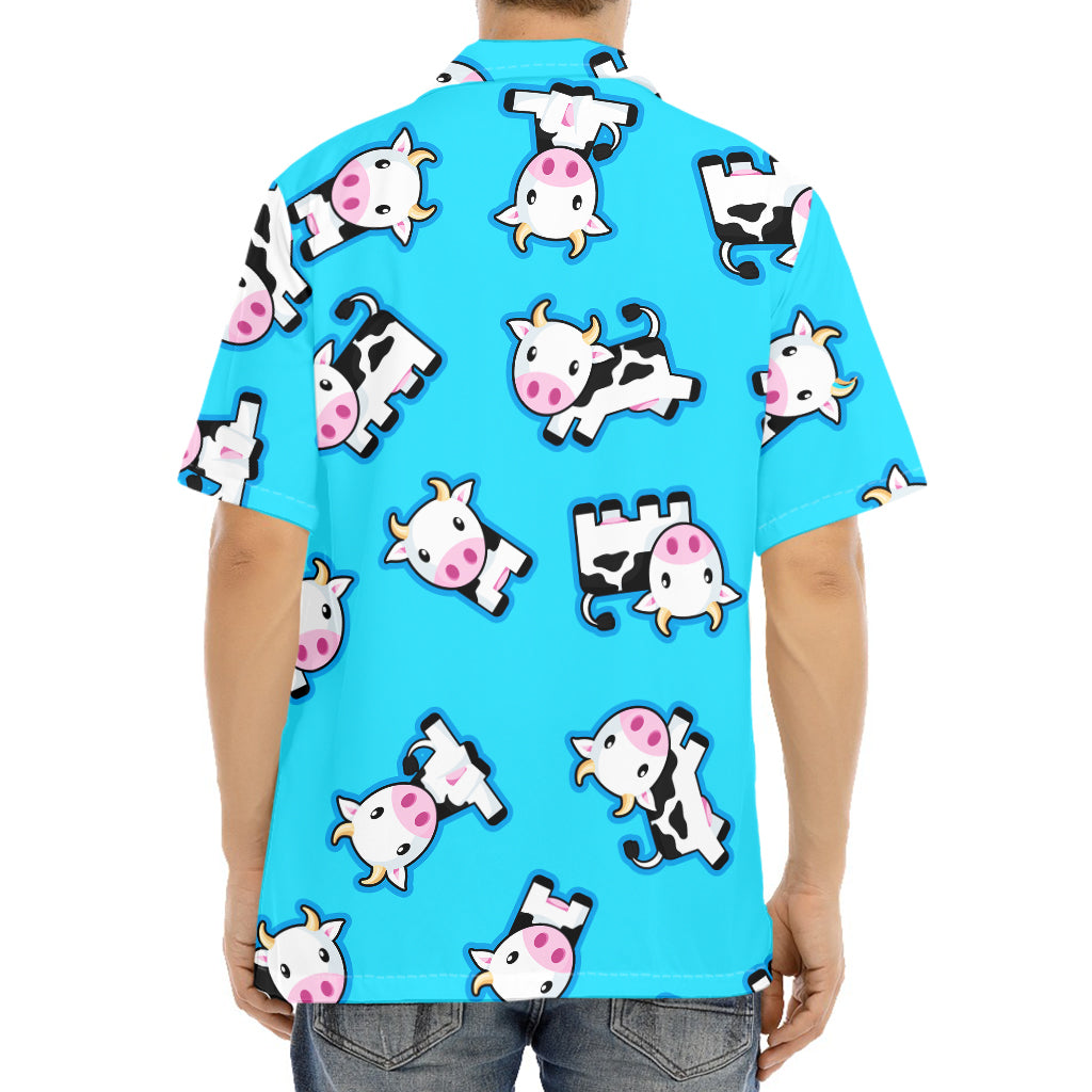 Cute Cartoon Baby Cow Pattern Print Aloha Shirt