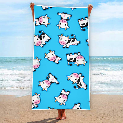 Cute Cartoon Baby Cow Pattern Print Beach Towel
