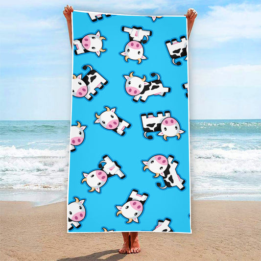 Cute Cartoon Baby Cow Pattern Print Beach Towel
