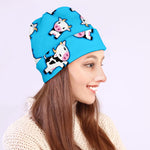 Cute Cartoon Baby Cow Pattern Print Beanie