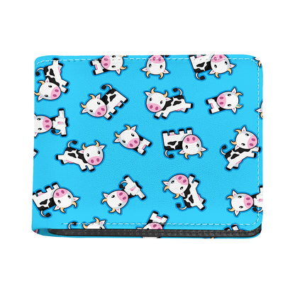 Cute Cartoon Baby Cow Pattern Print Bifold Wallet