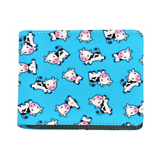 Cute Cartoon Baby Cow Pattern Print Bifold Wallet